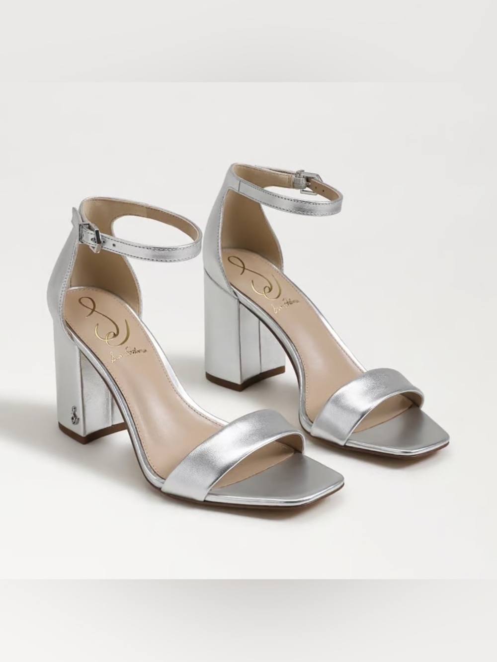 NEW Sam Edelman Daniella Block Heel Sandal in Silver size 6.5 W